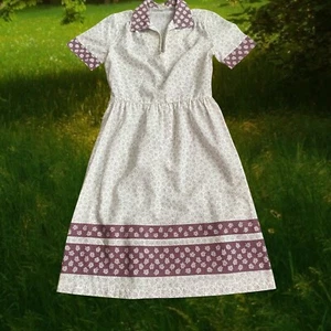 Vintage St Michael M & S weinrot cremefarben Ditsy Print Cottagecore Kleid Größe 10/12 - Bild 1 von 2