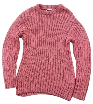 Suéter ZARA Grueso Pesado Grueso Tejido con Cable Rosa Talla Mediana Para Mujer Foto 1 de 4