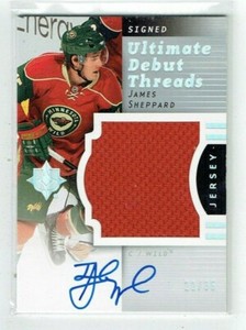 07-08 UD Upper Deck Ultimate Debut Threads  James Sheppard  /35  Jersey  Auto