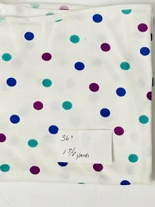 Vintage Purple Teal Blue Polka Dot Knit Fabric 36” Wide 1 7/8 Yards - Picture 1 of 4