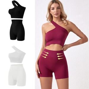 2Pcs Ribbed Yoga Outfits High Waist Active Wear Casual Lady Tracksuit  Fitness