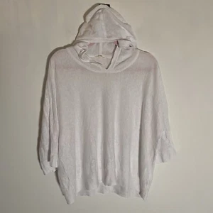 Eileen Fisher Organic Linen Top Tee Minimalist White Cropped Oversized Hoodie S - Picture 1 of 5