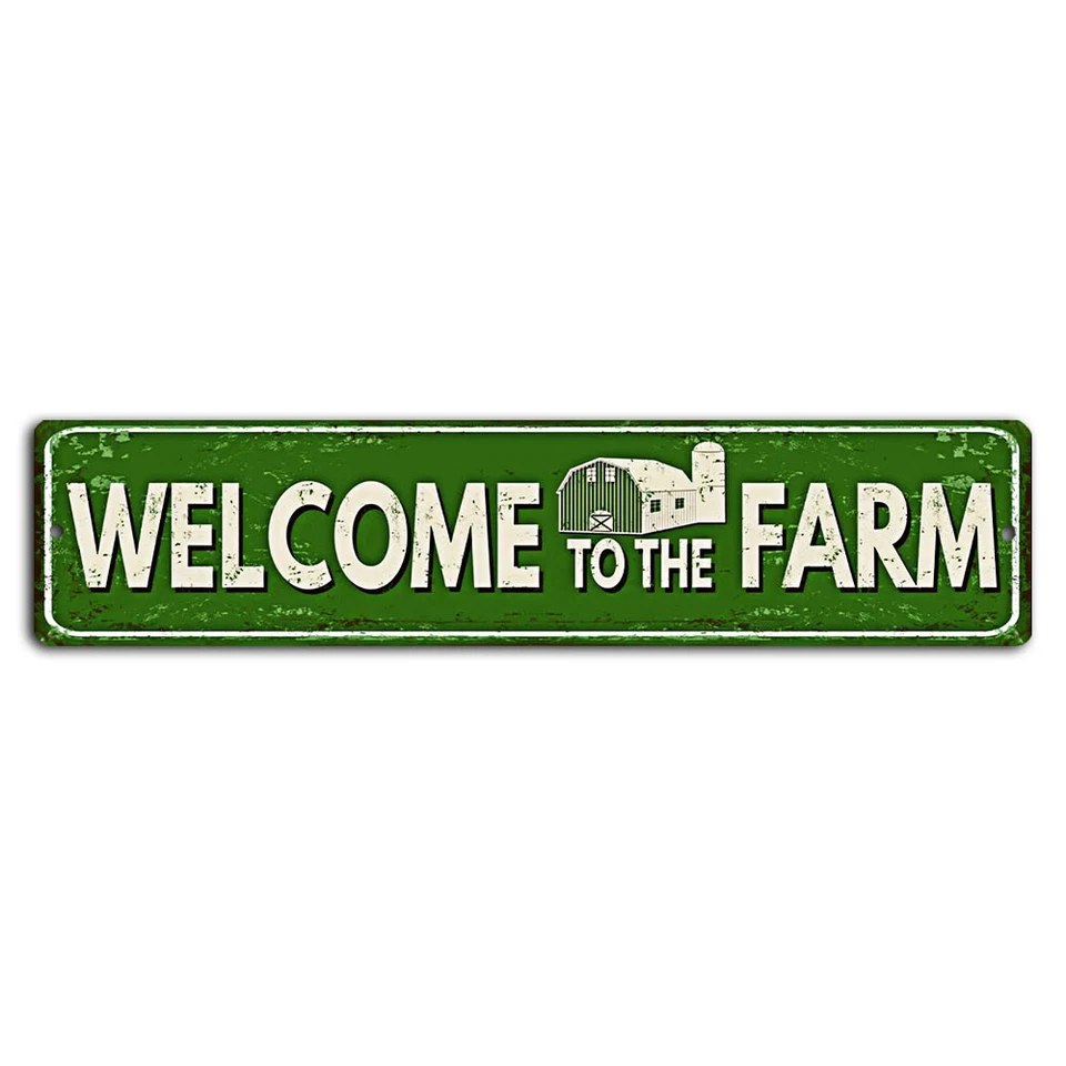 Зеленый состаренный деревенский уличный знак Welcome to the Farm 18x4 - Изображение 1 из 1