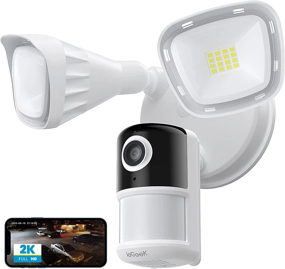 ieGeek Security Floodlight Camera with Color Night Vision WiFi Wired Home CCTV - Image 1 of 4