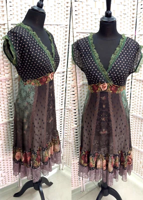 Michal Negrin  Multicolor Flowers With Crystals Dress  Size  - L - - Image 1 of 4