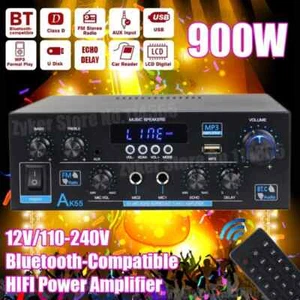 Amplificatore Digitale Sound Bluetooth 2 Canali HiFi Stereo AMP FM USB Telecomando - Foto 1 di 29