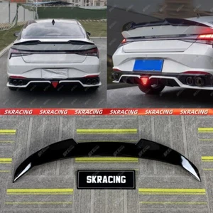 Gloss Black/Carbon Fiber Rear Trunk Lip Spoiler Wing For Hyundai Elantra 2021-24 - Picture 1 of 19
