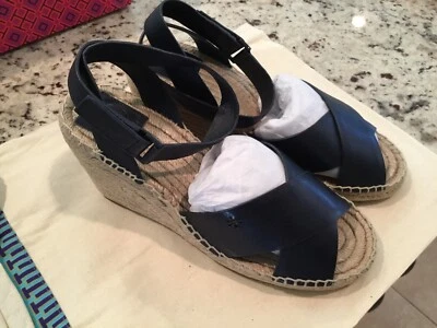 Sandalia alpargata de cuña Tory Burch Bima *azul marino brillante* talla 9,5* Foto 1 de 4