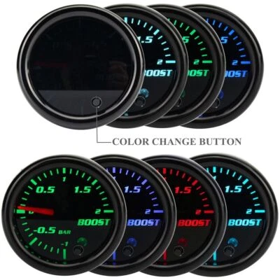 52mm 2" Auto-Turbolader Ladedruckanzeige Boost-Meter schwarz Zusatzinstrument​​  - Bild 1 von 4