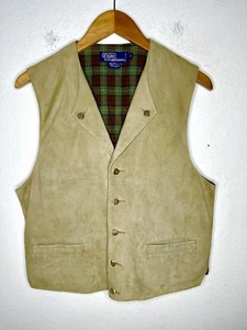 Polo Ralph Lauren Medium Suede Vest Jacket Western Leather Rodeo RRL VTG Tartan - Picture 1 of 5