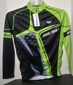 Nine Bull Men's Small Cycling Jersey Black Designer Vented Long Sleeve MTB Shirt - Picture 1 of 12