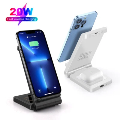 20W  Wireless Charger 2in1 Stand Dock For Apple Air Pods iPhone 13 Pro 12 XS 8 - Image 1 of 4