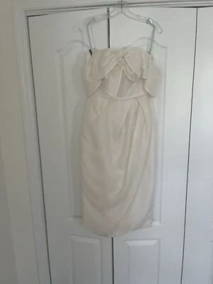 Carolina Herrera Harley Bow Front Off Shoulder Ivory Silk Wedding Bridal Dress 6 - Image 1 of 2