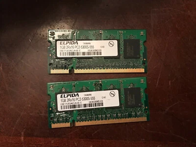 Elpida 2GB (1GBx2) 2Rx16 DDR2 PC2-6400S 800MHz SoDIMM Laptop Memory EBE11UE6ACUA - Image 1 of 2
