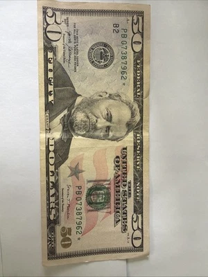 2017 A $50 "STAR NOTE BOSTON DISTRICT PB07387962* RUN #1 640K - Image 1 of 2