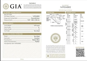 0.75 Ct GIA CERTIFIED Round Cut 5.8MM Natural Diamond N/I2 Grade Laser Inscribed - Picture 1 of 4