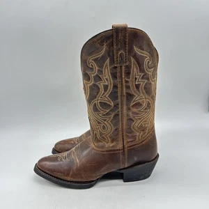 Laredo Damen Western Cowboystiefel braun Leder bestickt Größe 8,5 W eckig - Bild 1 von 6