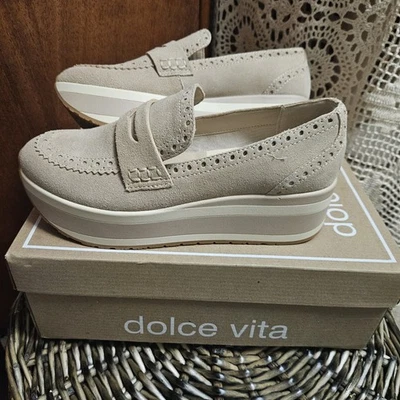 New In Box Dolce Vita Tan Suede Platform Womans  Loafter Shoes 6.5 - Image 1 of 4