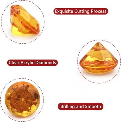 100 PIEZAS Gemas de Diamantes Acrílicos, Diamantes Acrílicos Naranja 1 Pulgada Piedra Preciosa Acrílica... Foto 1 de 4