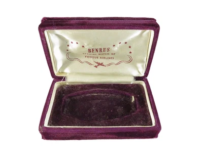 Caja de exhibición de reloj de terciopelo Benrus años 40-50 publicidad aérea estuche vintage Foto 1 de 4