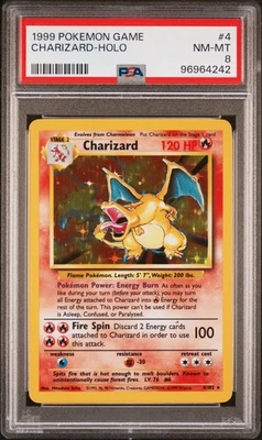 PSA 8 Charizard Base Set Holo Rare Pokemon Card #4 Nm-Mt Clean Look - Image 1 of 3