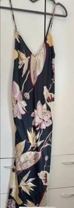 Ladies Lovely Colourful Floral Print Silky Cami Slip Midi Dress Size Large - Picture 1 of 3