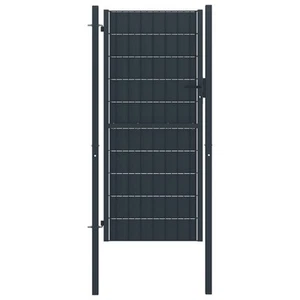 Poort PVC Staal Antracietkleurig Schutting Toegangshek Tuinpoort Hek vidaXL - Afbeelding 1 van 34