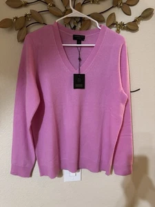 CHARTER CLUB Damen Gr. L Rosa V-Ausschnitt 100% Kaschmir Langarm Pullover - Bild 1 von 3