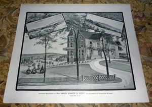 Mary Baker Eddy Residence - Concord, New Hampshire Antique Art Print (1892) - Picture 1 of 2