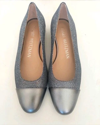 Zapatos planos de ballet Stuart Weitzman elegantes planos 7,5 B puntera brillante plata estaño Foto 1 de 4