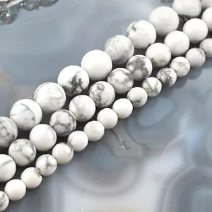 Natürliches Howlite facettiertes rundes Zwischenring Perlen 15" 8 10 12 mm Großhandel glatt - Bild 1 von 4