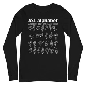 American Sign Language Chart ASL Chart Instructional Unisex Cool Graphic T-shirt - Picture 1 of 6