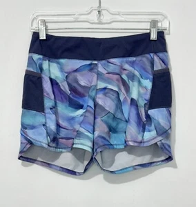 Athleta Girl Record Breaker 3" Shorts XL 14 Purple Blue Pockets Drawstring Logo - Picture 1 of 13