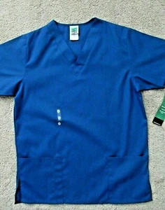 NWT SCRUB UNIFORM TOP SMALL White Swan Royal Blue Short Sleeves NEW - Picture 1 of 5