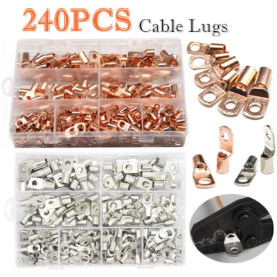 240PCS Copper Lug Ring Terminal Barrel Wire Crimp SC Battery Welding Connectors - Image 1 of 4