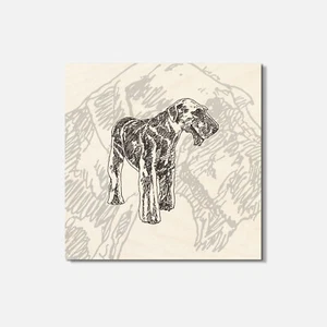 Airedale Terrier Dog Hand Drawn 4'' X 4'' Square Wooden Coaster - Picture 1 of 3