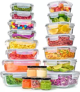 40Pc Set Glass Food Storage Containers & Bowls with Airtight Lids - Leakproof Bp - Picture 1 of 12