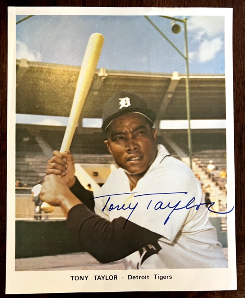 TONY TAYLOR AUTOGRAPHED DETROIT TIGERS TEAM ISSUED PC - Image 1 of 1