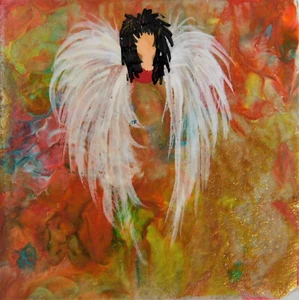 Angel of Mercy on Ceramic Tile Magnet Art by Rain Crow - Picture 1 of 6