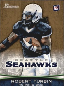 2012 Bowman Gold ROBERT TURBIN RC #119 SEATTLE SEAHAWKS USU ๐ - Picture 1 of 2