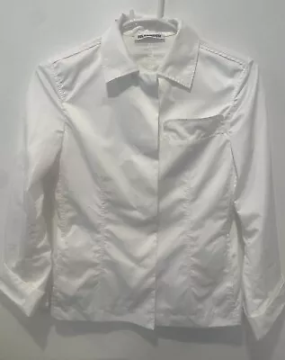 Jil Sander White Hidden Button Up Blouse 3/4 Sleeves with pockets EU Sz 34 - Image 1 of 4