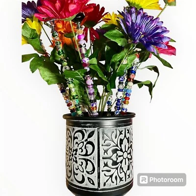 Estaca de jardim/planta com contas de vidro caseiro (1 estaca) MUITAS CORES! - Imagem 1 de 4