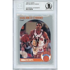 Maurice Cheeks NY Knicks Authentic Signed 90-91 Hoops Card Beckett Slab Auto COA