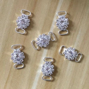 20Pcs Clear Crystal Rhinestone Bikini Connectors Buckle Metal With 15mm Buttons - Picture 1 of 7