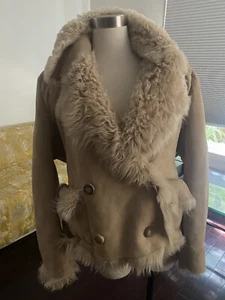 Vivienne Westwood Gibus Sheepskin Jacket Beige Curly Size 10 Made in England - Picture 1 of 10