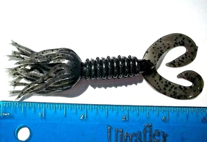 10ct NEGRO HUMO 5" DOBLE COLA HULA GRUBS Remolques Plantilla Bajo Falda Plantillas Señuelos - Imagen 1 de 3