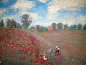 FINE Antique Style of Claude Monet Oil Canvas Painting LANDSCAPE / Signed - Picture 1 of 5