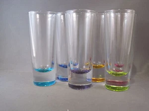 Sechs TEQUILA SHOOTER / SCHNAPSGLAS Crisa von Libbey 4-1/8" hoch farbiger Sockel - Bild 1 von 7