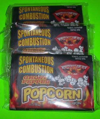 SPONTANEOUS COMBUSTION MICROWAVE POPCORN WITH GHOST PEPPER, 3 x 3.5 OZ BAGS - Image 1 of 3
