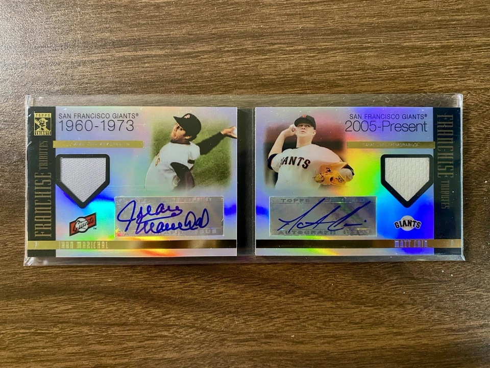 JUAN MARICHAL MATT CAIN 2009 Topps Tributo Franquicia Homenajes/25 Parche Automático Foto 1 de 2